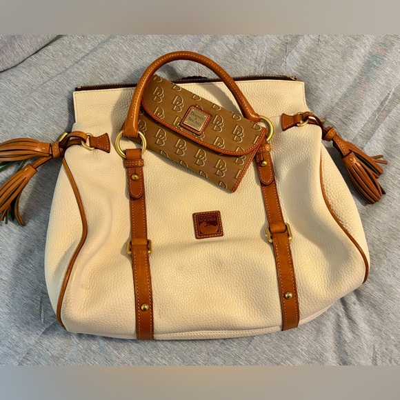 Dooney & Bourke Ivory and Brown Travel Bag - Picture 2 of 11